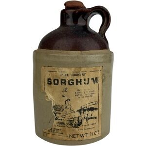 Vintage Pure Country Cedar Rapids Iowa Sorghum Crock Jug Stoneware